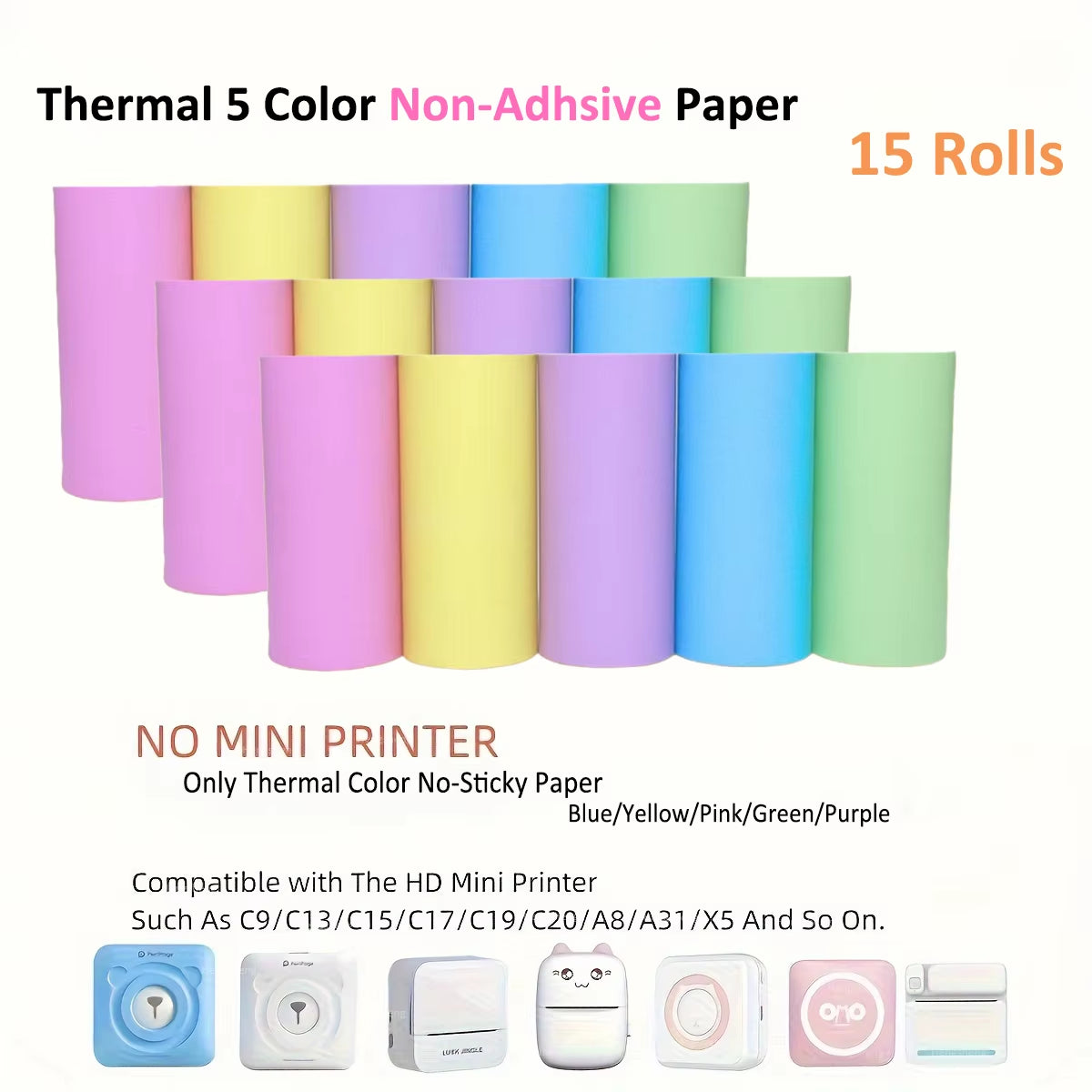 Kids Camera Instant Print Refill for Kids Instant Camera Thermal Printing BPA Free,57X25Mm White Non-Adhesive Photo Print Rolls