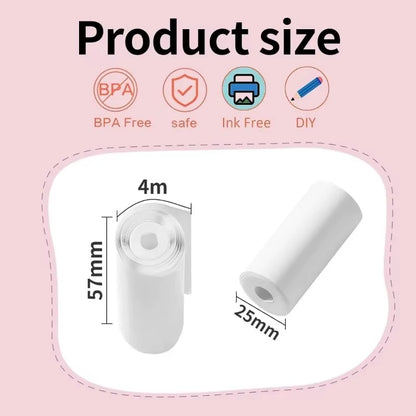 Kids Camera Instant Print Refill for Kids Instant Camera Thermal Printing BPA Free,57X25Mm White Non-Adhesive Photo Print Rolls