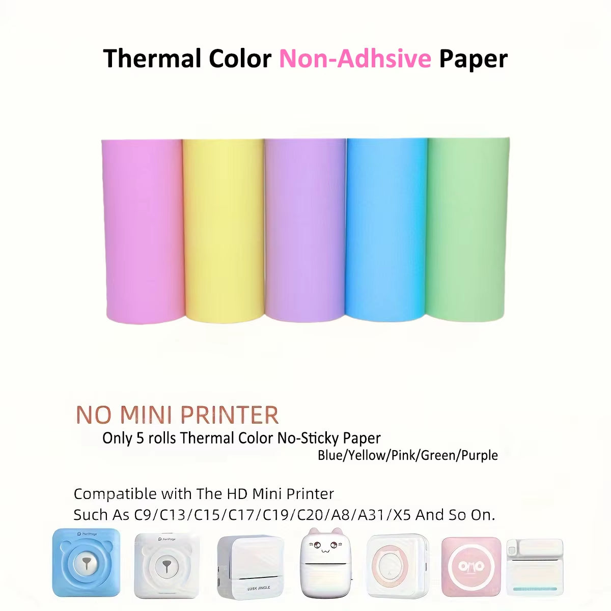 Kids Camera Instant Print Refill for Kids Instant Camera Thermal Printing BPA Free,57X25Mm White Non-Adhesive Photo Print Rolls