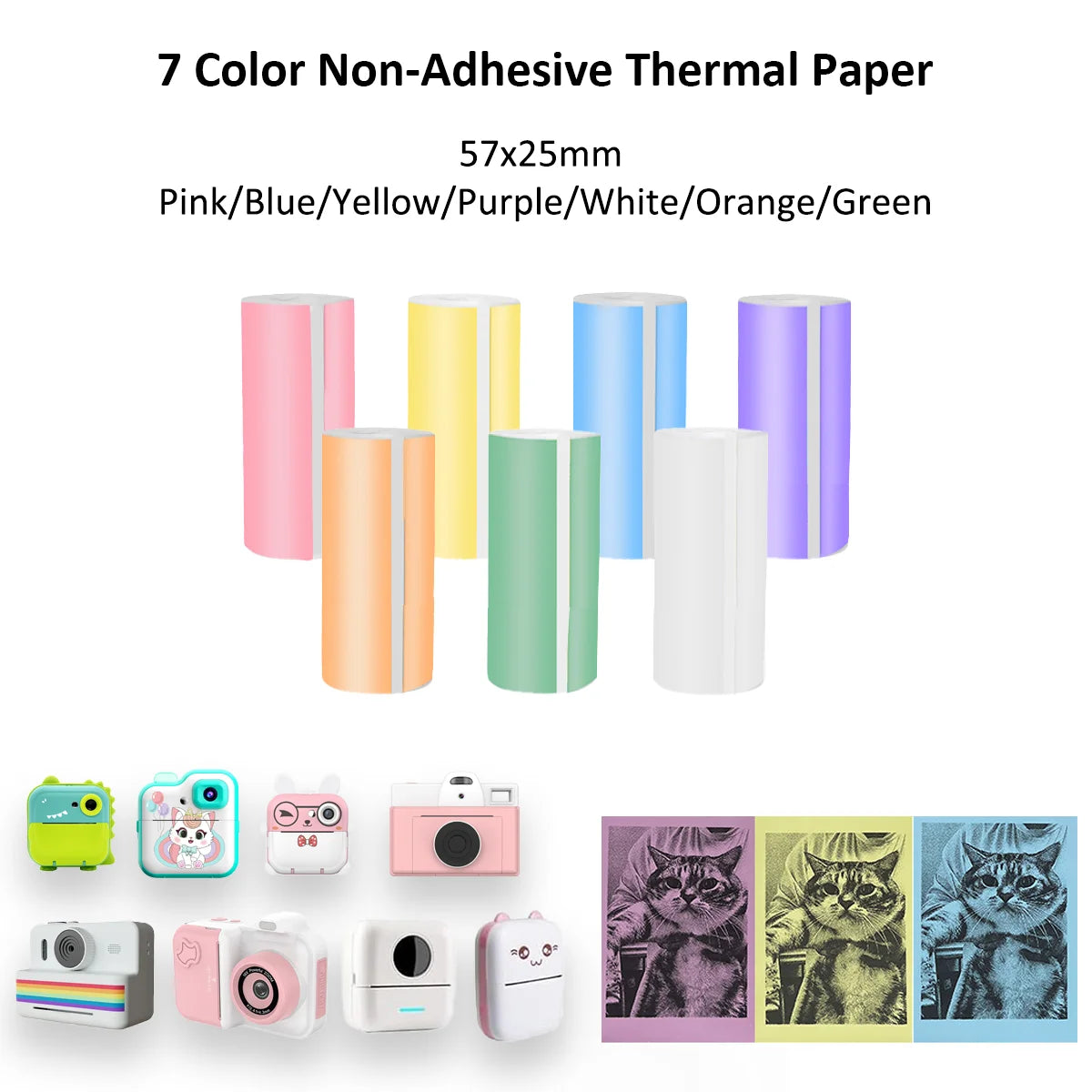 Kids Camera Instant Print Refill for Kids Instant Camera Thermal Printing BPA Free,57X25Mm White Non-Adhesive Photo Print Rolls